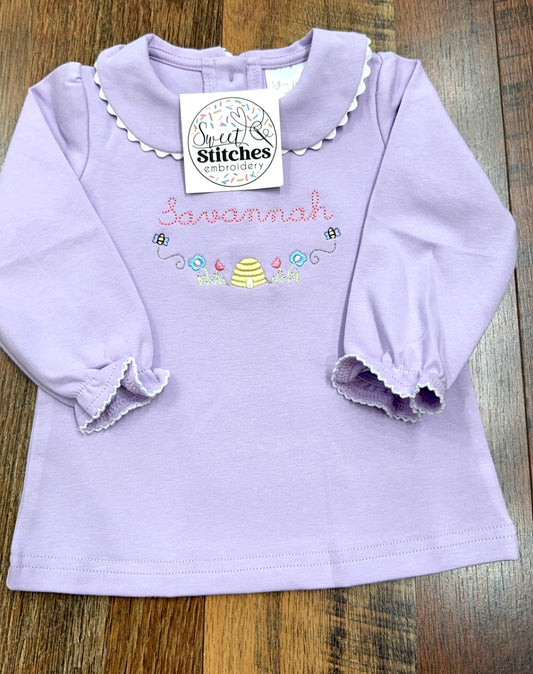 Scallop Collar shirt with bumblebee design