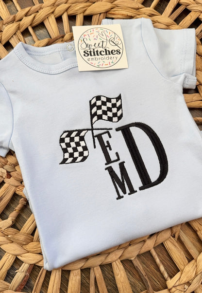 Racing Monogram onesie