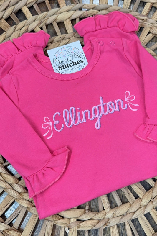 Romper with name and bows