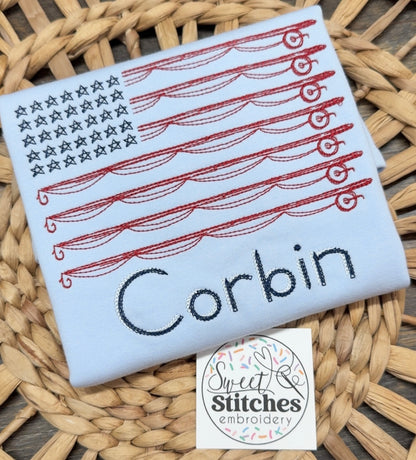 Boys fishing pole flag