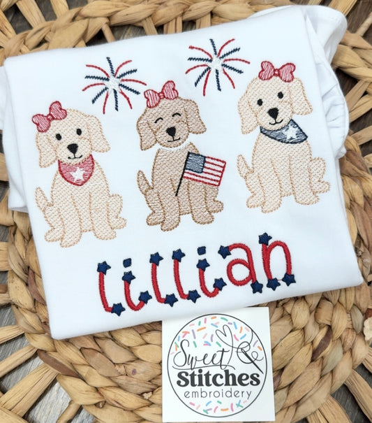 Girls patriotic puppy trio